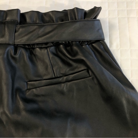 NWOT- VICI Matte Finish Pocketed Faux Leather Tie Shorts. Size L - Picture 8 of 15
